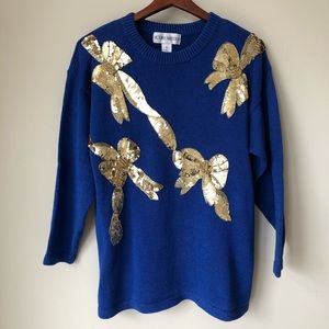 Victoria Harbour Vintage Blue Sequin Sweater